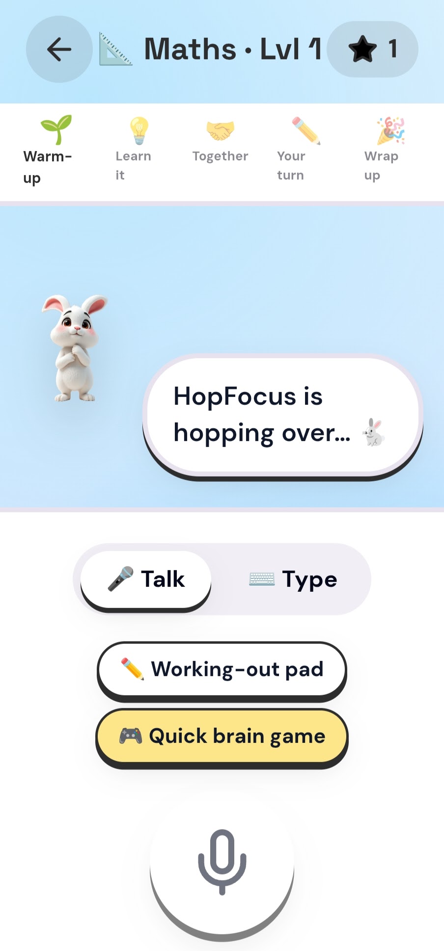 Real HopFocus screenshot — A live lesson with Hop